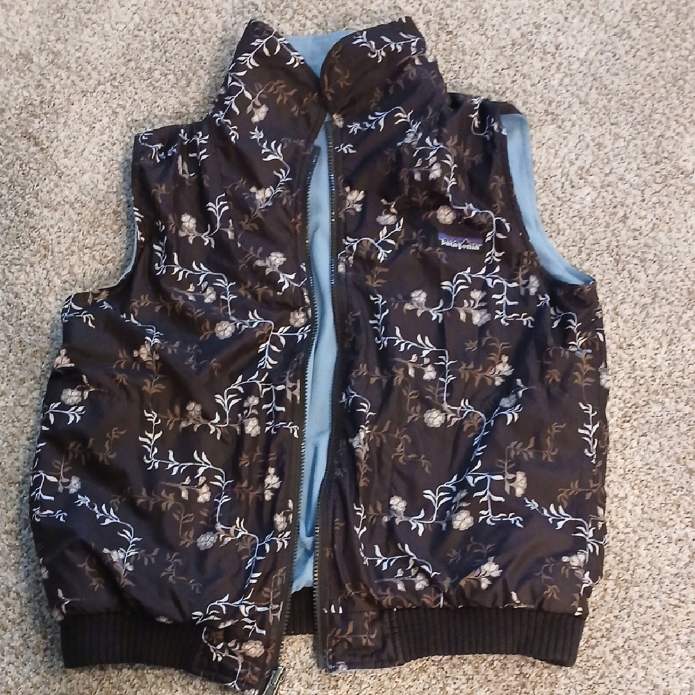 Patagonia Black and Brown Floral Vest